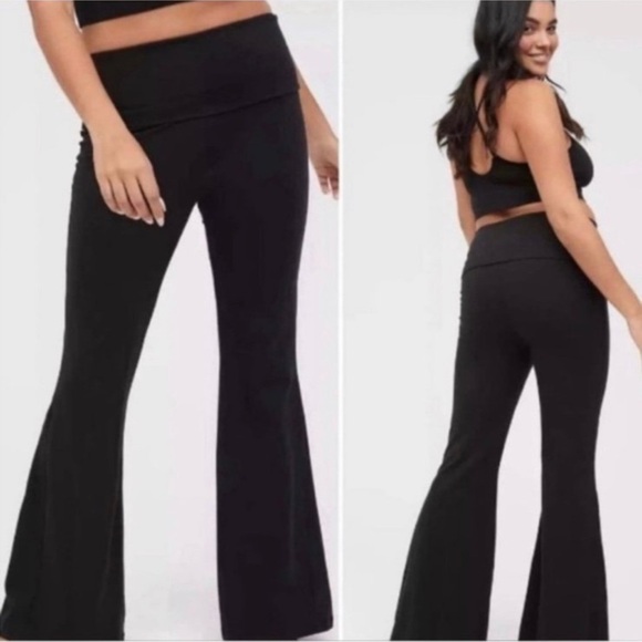 Aerie offline OG foldover super flare high rise in washed black NWT - Picture 3 of 8